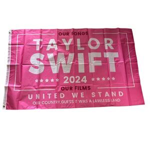 Taylor Swift 2024 Pink Flag Banner Tapestry Our Songs Our Films United We Stand